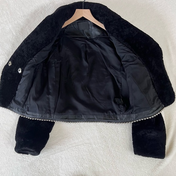 ✨HP✨NWOT Alexander Wang Embellished Shearling Coat - Picture 6 of 10
